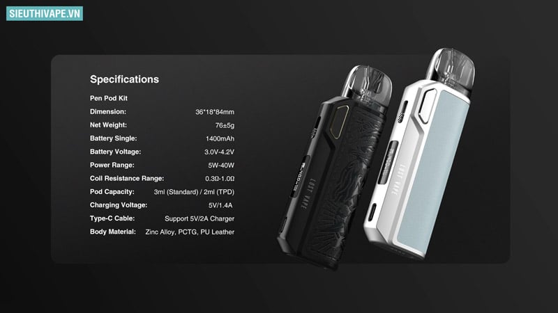 Pod châm tinh dầu Lost Vape Thelema Elite 40w Kit