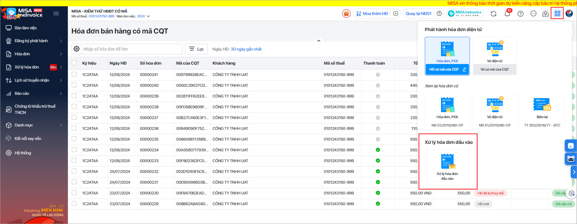 Misa Meinvoice - Chuẩn hóa lập, ký số và phát hành theo vai trò Misa Meinvoice - Chuẩn hóa lập, ký số và phát hành theo vai trò